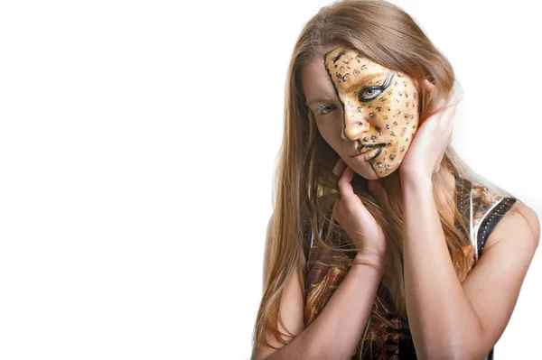 Portrait de femmes avec maquillage peint du visage en studio — Photo