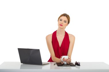 Genç sarışın iş kadınları poz