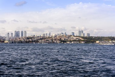 Güzel Istanbul manzaraya günbatımı Zamanı