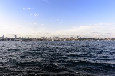 Güzel Istanbul manzaraya günbatımı Zamanı