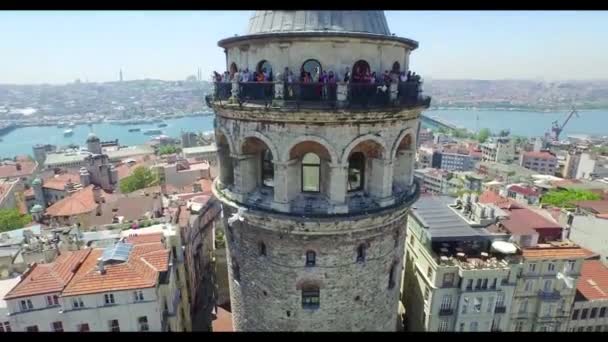 Letecký pohled na Galata Tower, Istanbul, Turecko — Stock video