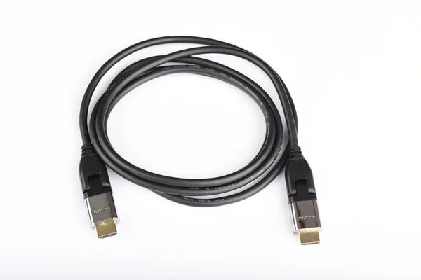 Black hdmi cable with gold connector — Stock Photo, Image