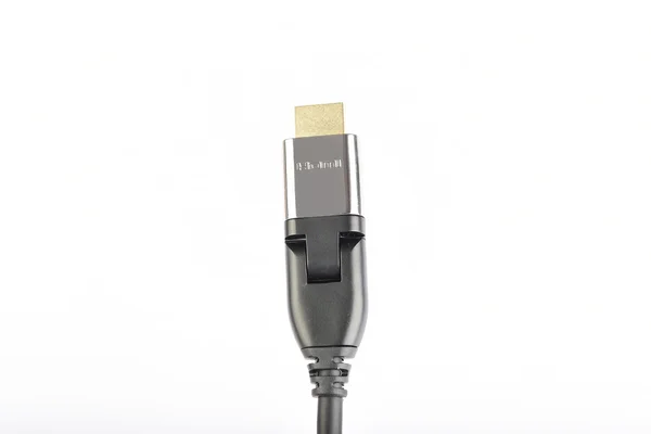 Cabo hdmi preto com conector de ouro — Fotografia de Stock