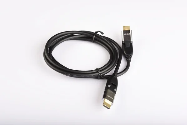 Black hdmi cable with gold connector — Stock Photo, Image