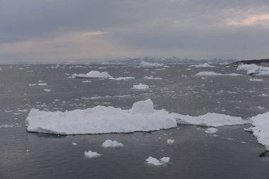 Güzel çevre icebergs ile Kuzey Buz Denizi üzerinde