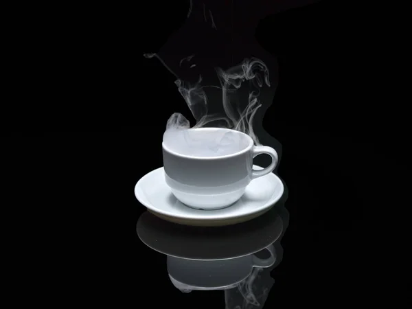 Café bebida quente no fundo preto — Fotografia de Stock