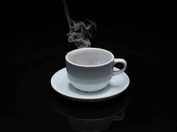 Hot drink coffee on black background — Stock Photo, Image