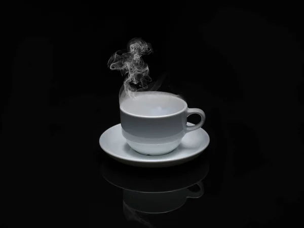 Hot drink coffee on black background — Stock Photo, Image