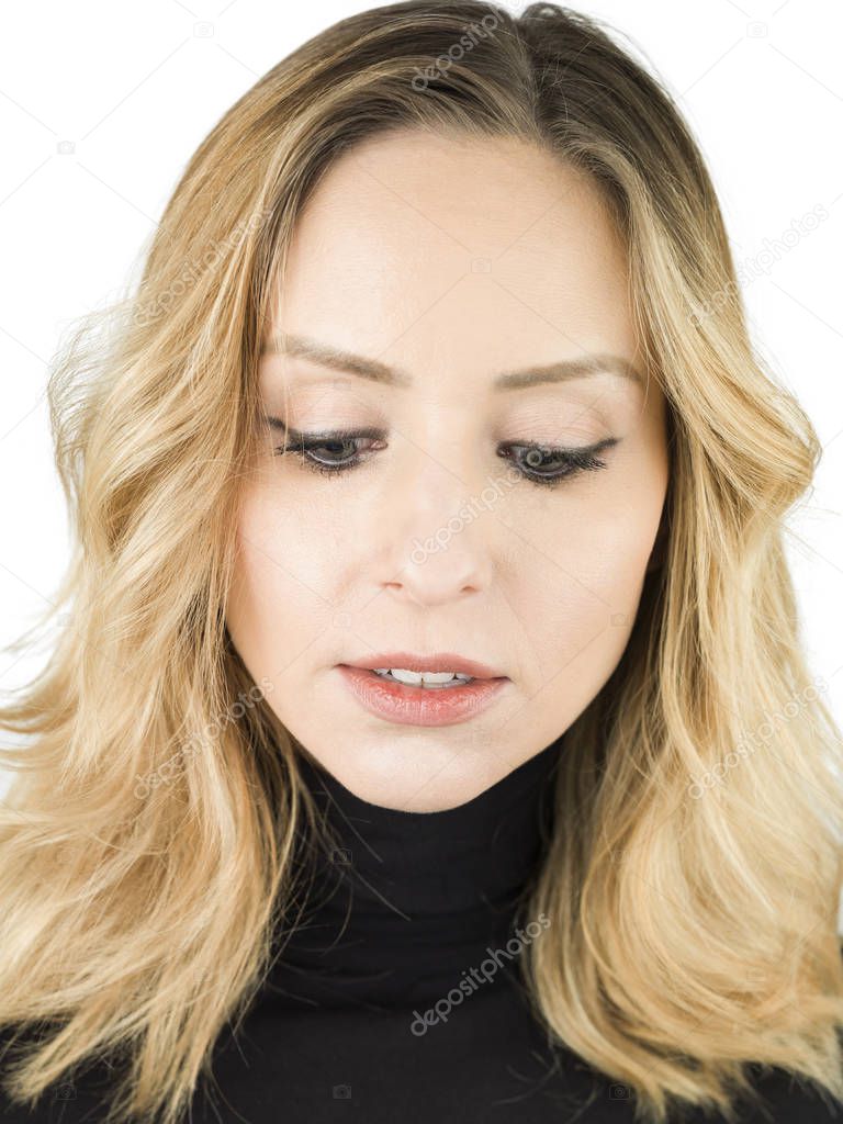 young blonde model portrait in modern dress