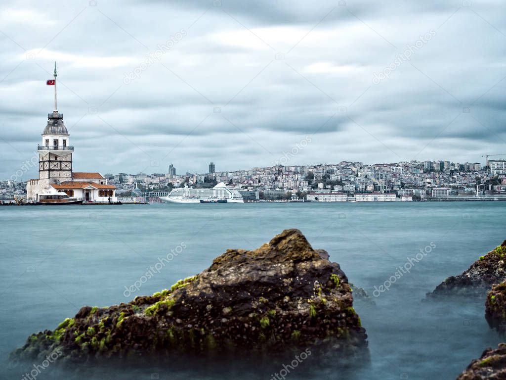 Leanders Tower, well known Bosporus landmark. Istanbul - Turkey. 