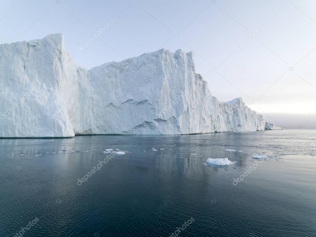 huge icebergs on arctic ocean in Greenland