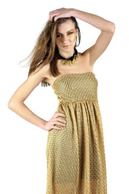 Genç sarışın makyaj kadın stüdyoda poz