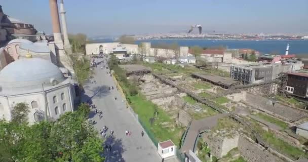 Widok z lotu ptaka historycznego półwyspu Istanbul — Wideo stockowe