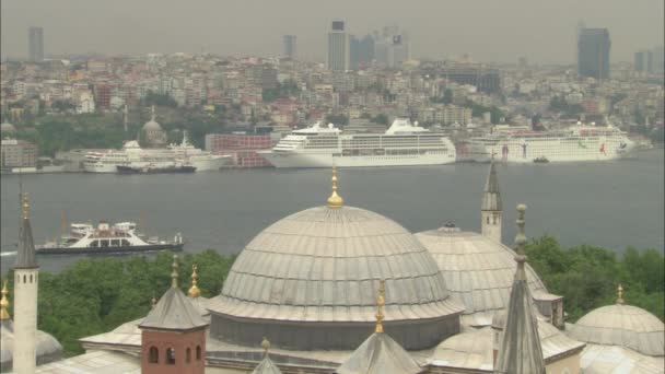 Vista de la ciudad y el Bósforo de Estambul — Vídeo de stock