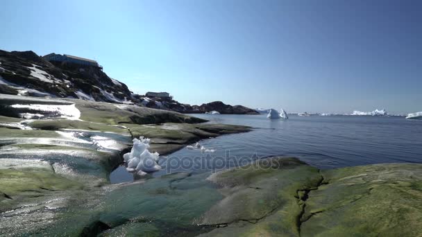 Ilulissat ili, Grönland Kuzey Buz Denizi üzerinde buzdağları. — Stok video