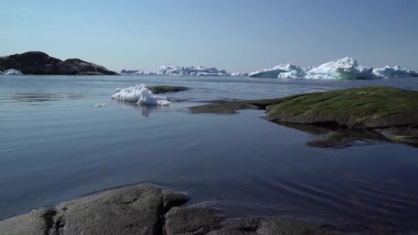 Icebergs on arctic ocean in ilulissat province, Groenlandia . — Vídeo de stock