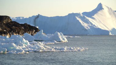buzdağları Grönland Kuzey Buz Denizi üzerinde
