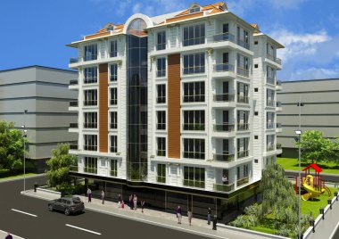 modern bina cephe 3D render