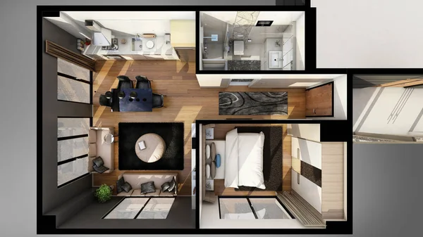 Render Apartment Floor Plan — Stock Photo, Image