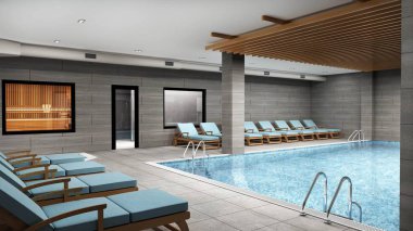 spa ve fitness salonu 3D render