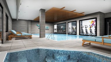 spa ve fitness salonu 3D render