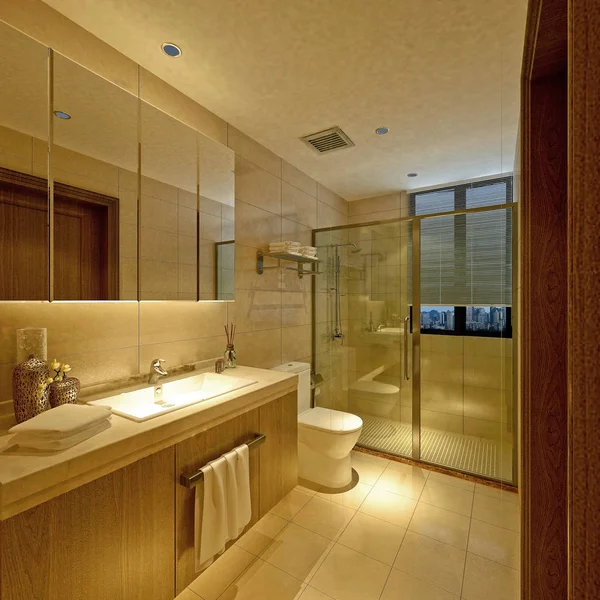 Renderização Banheiro Moderno — Fotografia de Stock