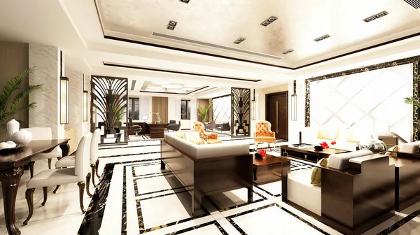 Oturma odasının 3D görüntüsü