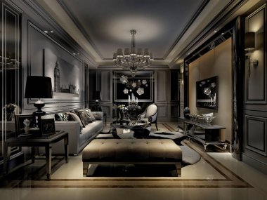 Oturma odasının 3D görüntüsü