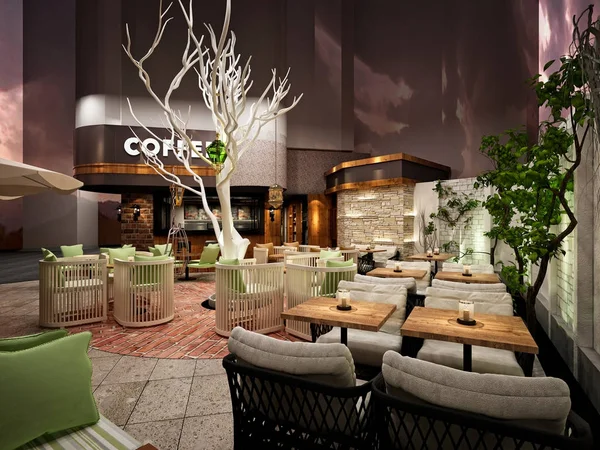 3D render coffee shop