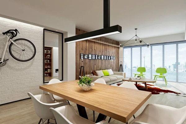 Oturma odasının 3D görüntüsü