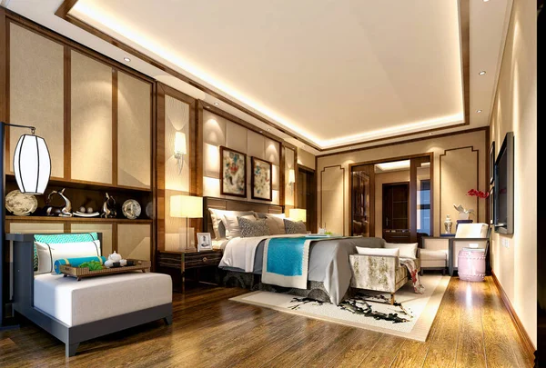 Rendering Della Camera Albergo Lusso — Foto Stock