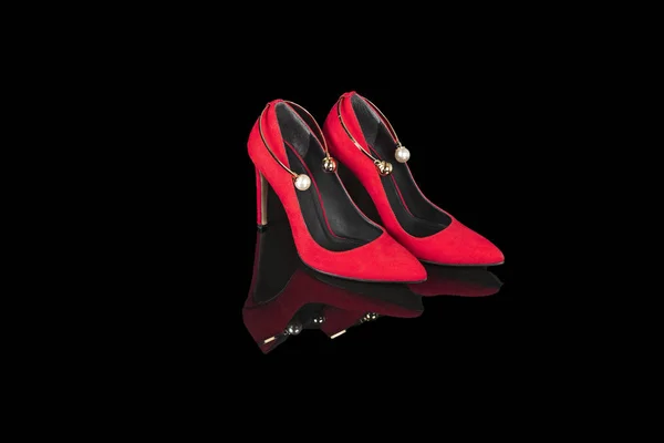 Tacones Altos Zapatos Mujer Rojos —  Fotos de Stock