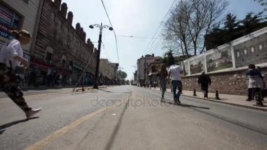 Timelapse demiryolu Sultanahmet District, Istanbul, Türkiye. 16 Nisan 2017