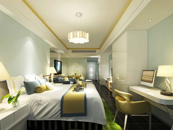 Renderização Quarto Hotel Luxo — Fotografia de Stock