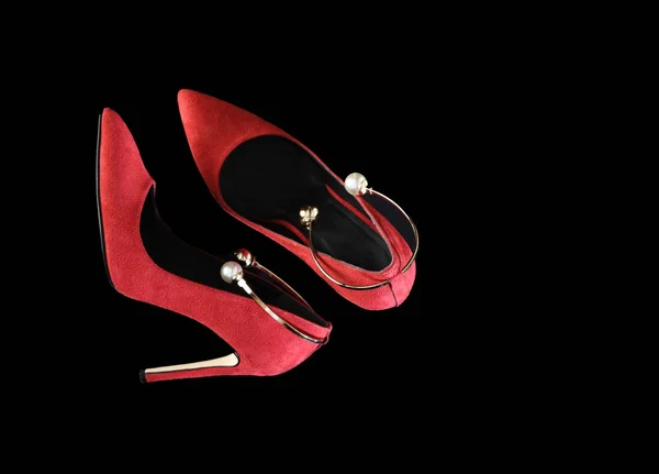 Vista Superior Zapatos Mujer Rojos —  Fotos de Stock