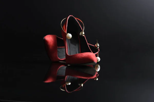Červené Vysoké Žena Boty Podpatku — Stock fotografie
