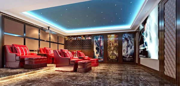 Render Home Cinema Theater — Stock Photo, Image