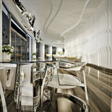 3D lüks otel lobisi.