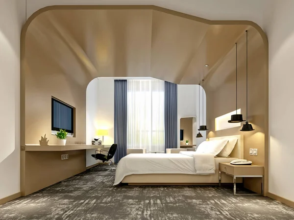 現代の寝室の3Dレンダリング — ストック写真