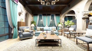 Oturma odasının 3D görüntüsü