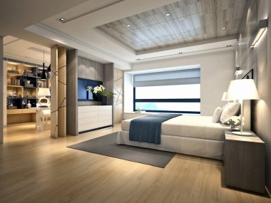 3D lüks otel odası.