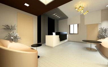 lüks modern ofis girişi 3D render