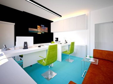 3D render office çalışma odası