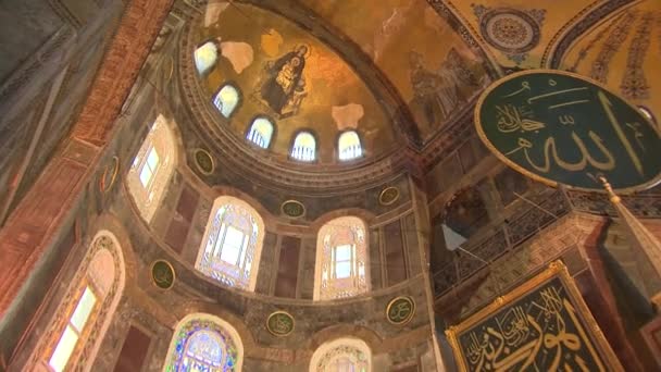 Binnenaanzicht Van Hagia Sophia Istanbul Turkije — Stockvideo