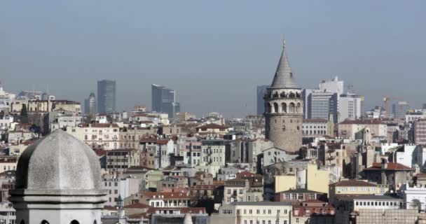 Flygfoto Över Galata Tower Istanbul City — Stockvideo