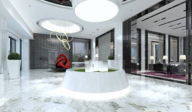 modern bina iç 3D render