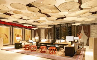 Modern oturma odasının 3D görüntüsü