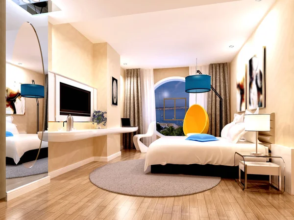 3d render of modern luxury hotel room