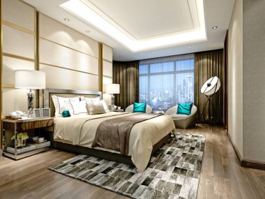 3D lüks otel odası.