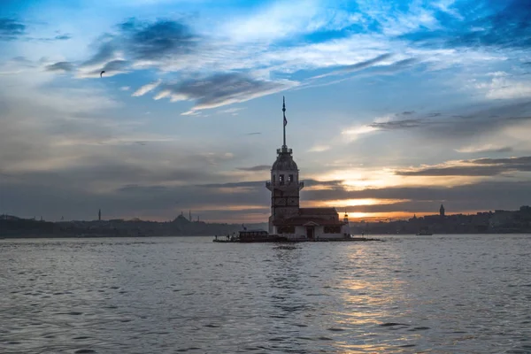 Kız Kulesi Istanbul Bosporus Bij Zonsondergang — Stockfoto